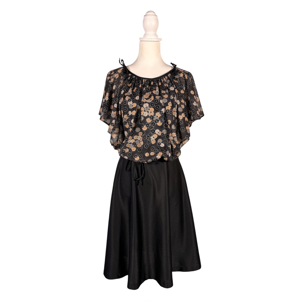 Vintage 70s Midi Dress M Whimsigoth Dark Cottagecore Romantic Grunge Coquette
